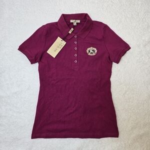 BURBERRY BRIT Polo Short Sleeve Shirt Embroidered Logo Sz Large Big Girl 12Y-14Y